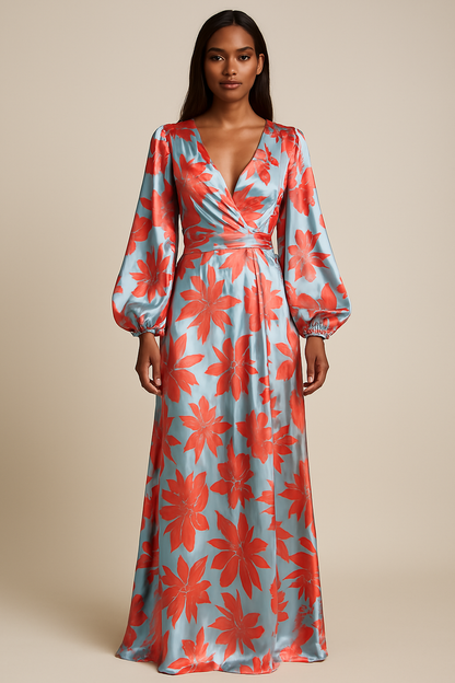 Robe Maxi Élégante Col V | Confort et Style pour Événements d'Été