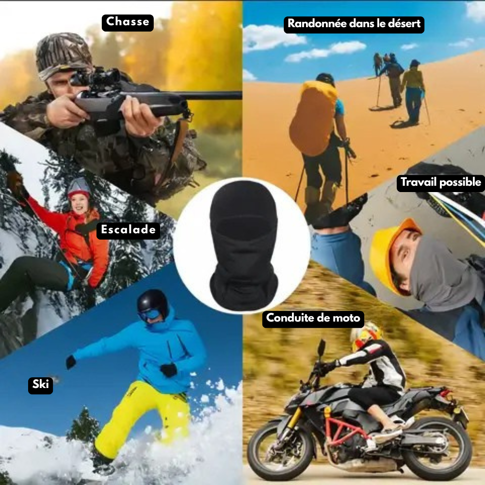 Breathable balaclava hood – face protected in cold weather