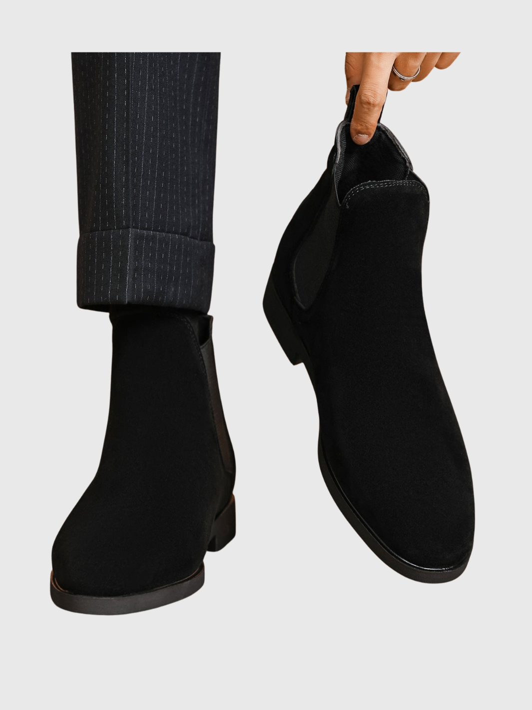 Helvia - Bottines Chelsea rétro en daim pour hommes de style britannique