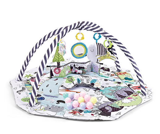 Tapis de Jeu Multifonction 8-en-1 | 6 Jouets Sensoriels Détachables et Doux