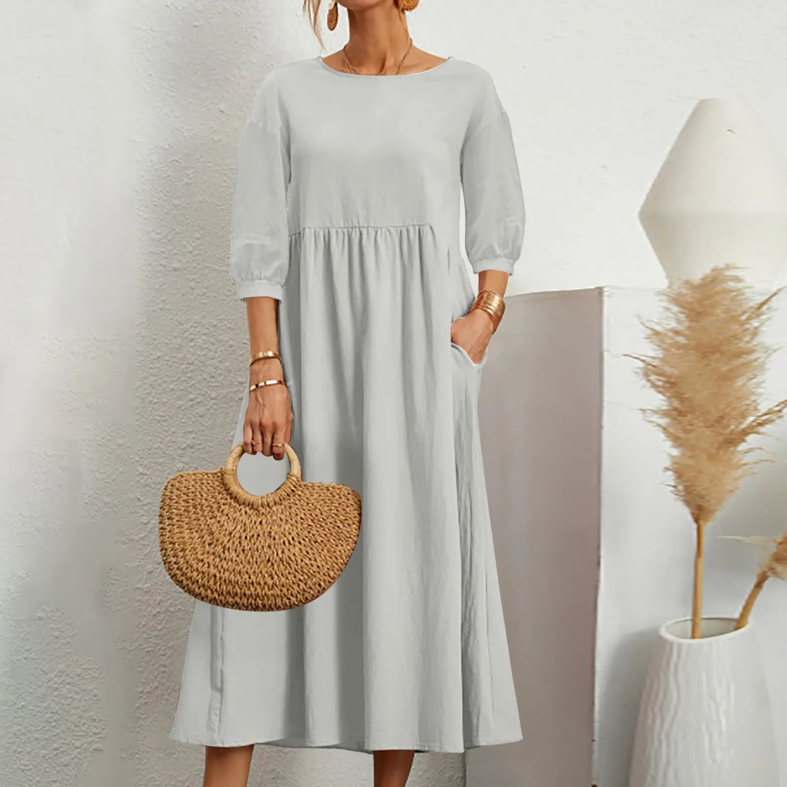 Robe Midi en A pour Femmes | Détails de Patchwork Élégants et Confortables