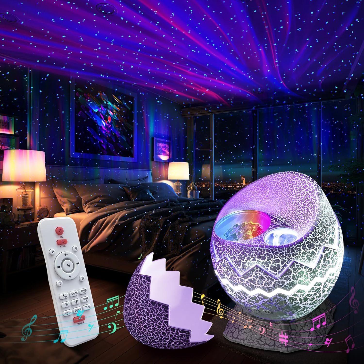 Projecteur d'étoiles Bluetooth 4 en 1 | Ambiance Apaisante et Effets Lumineux