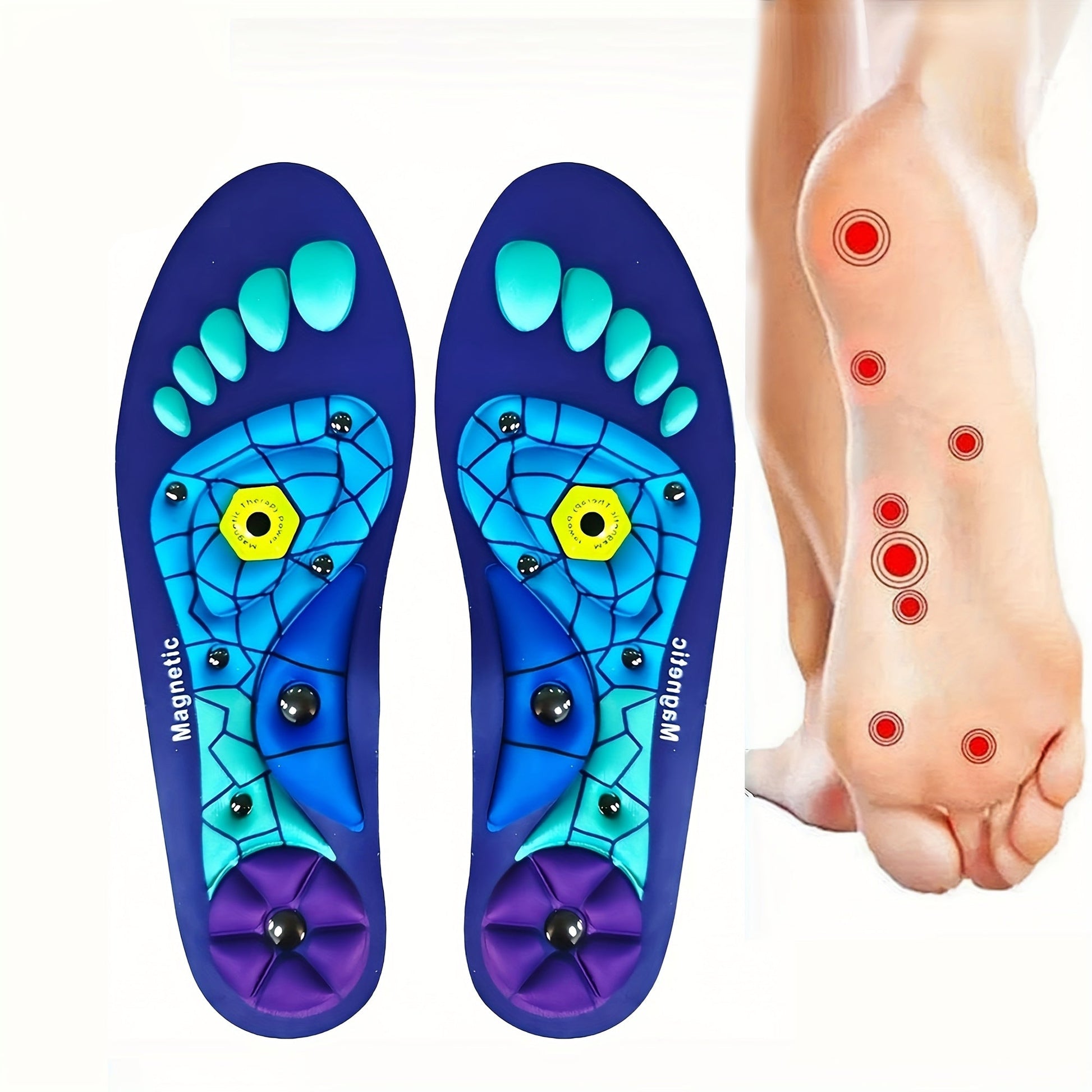 Semelles Intérieures Acupuncture Magnétiques ComfortPlus avec Support de Voûte