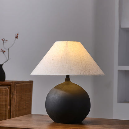 Lampe Rechargeable en Céramique | Design Intemporel avec Abat-jour en Lin