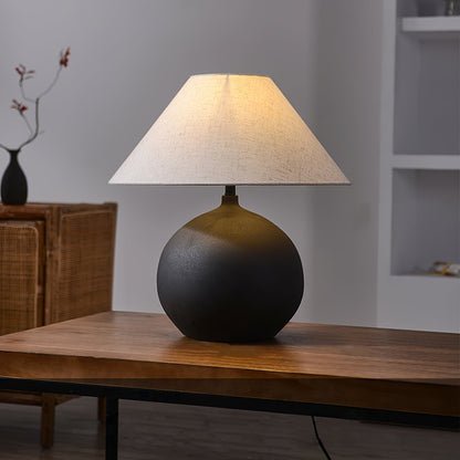 Lampe Rechargeable en Céramique | Design Intemporel avec Abat-jour en Lin