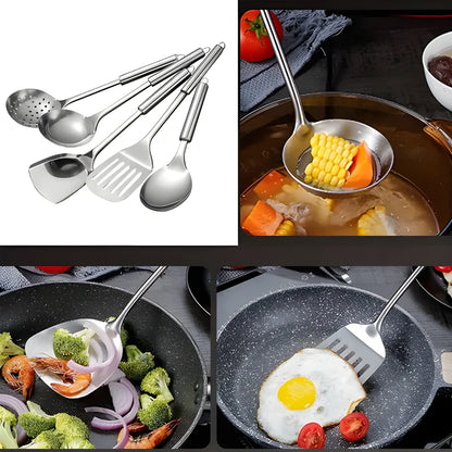 Ensemble d’ustensiles de cuisine en acier inoxydable – 5 pièces essentielles | Helvia