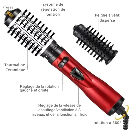 Asciugacapelli 3-in-1 Rotante – Volume, Ricci e Piega Professionale a Casa