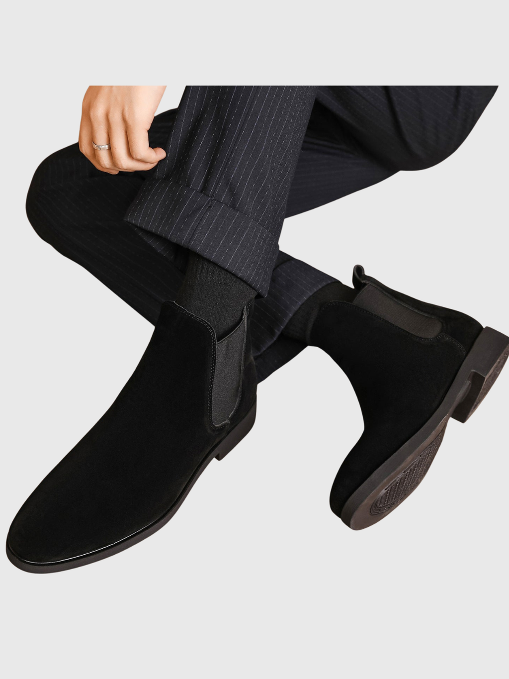 Helvia - Bottines Chelsea rétro en daim pour hommes de style britannique