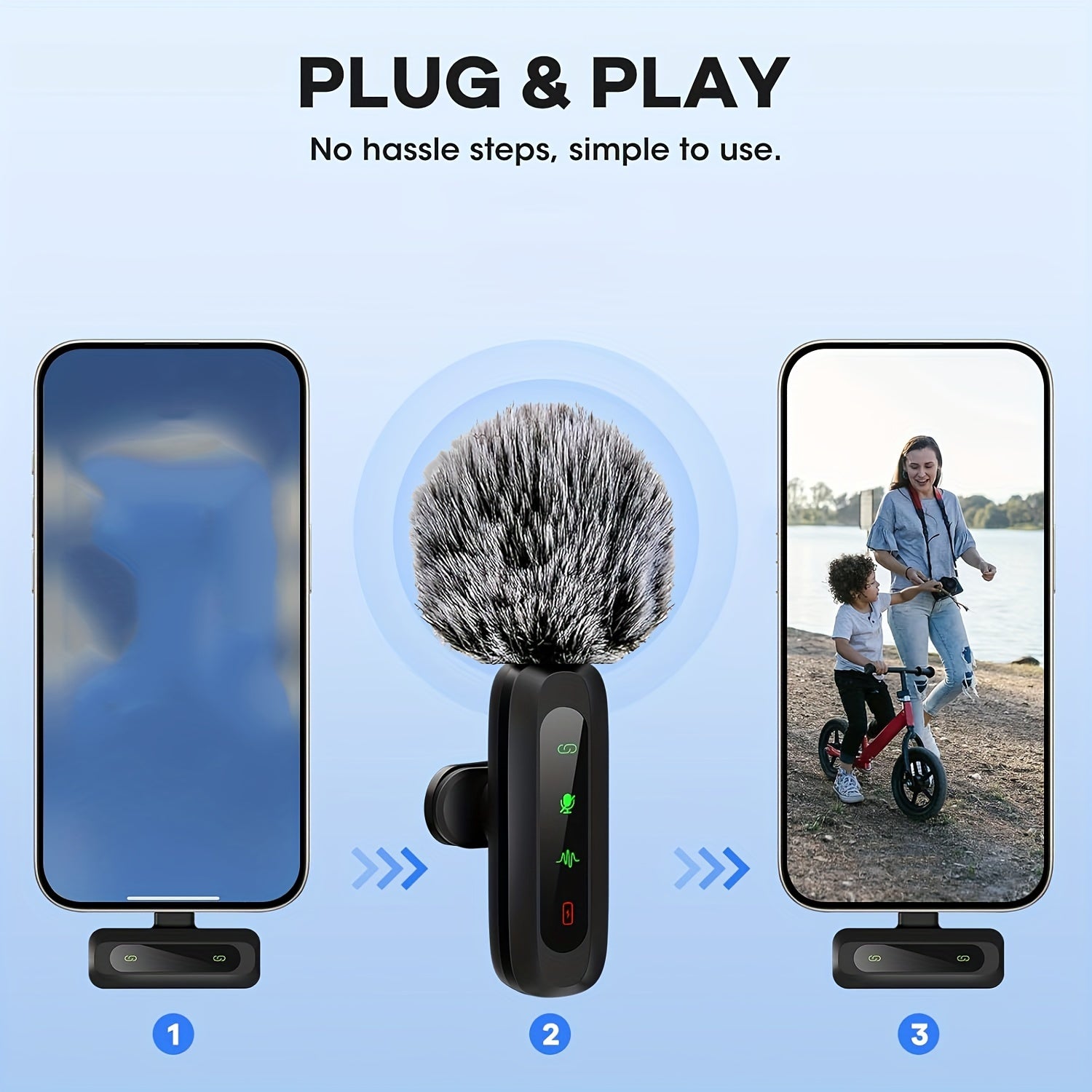 Microphone Lavalier Sans Fil USB-C | Design Compact pour Podcasts et Vlogs
