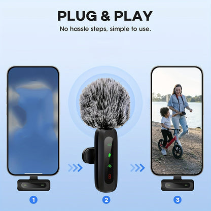 Microphone Lavalier Sans Fil USB-C | Design Compact pour Podcasts et Vlogs