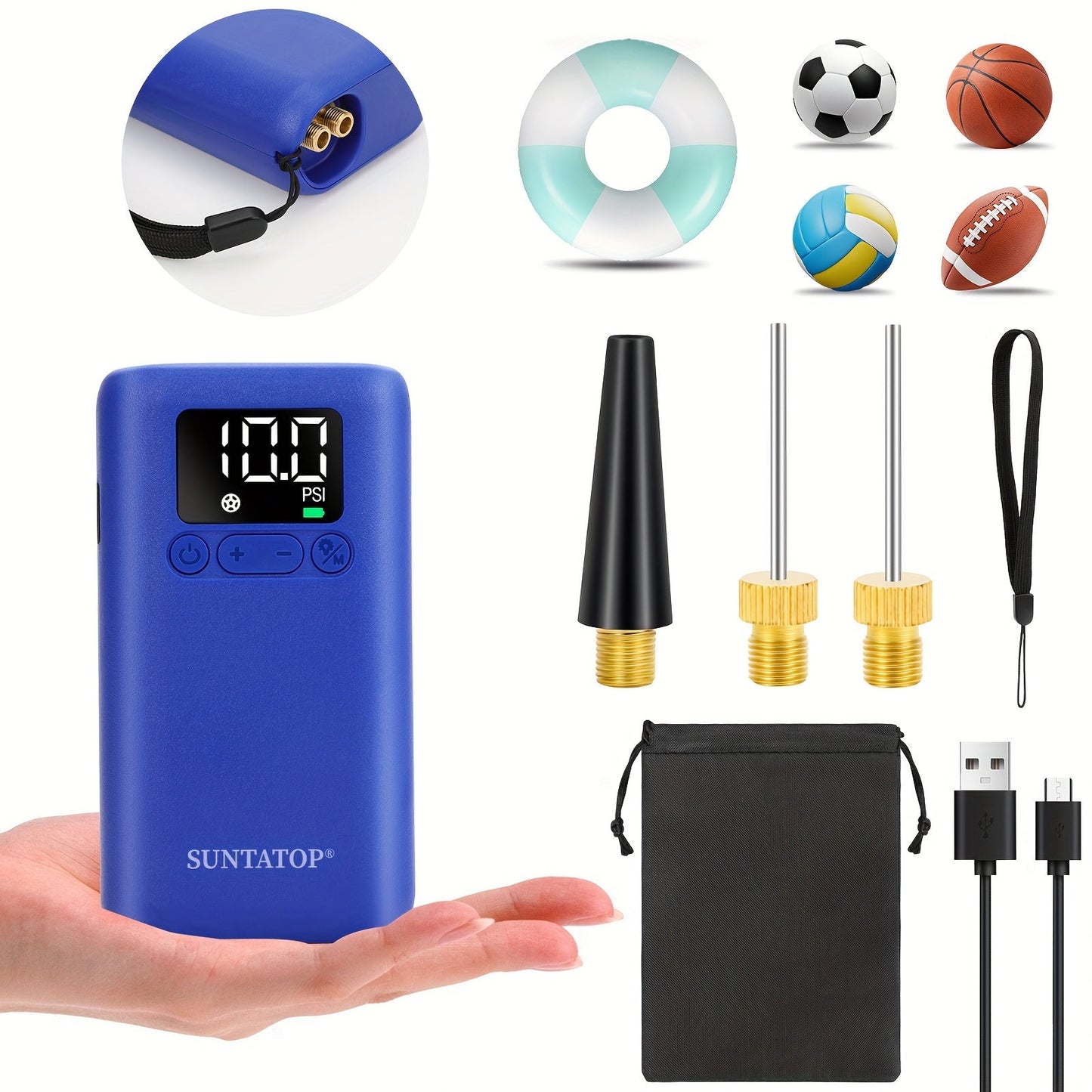 Pompe à Ballon Électrique Automatique | Gonflage Rapide avec Lumière LED