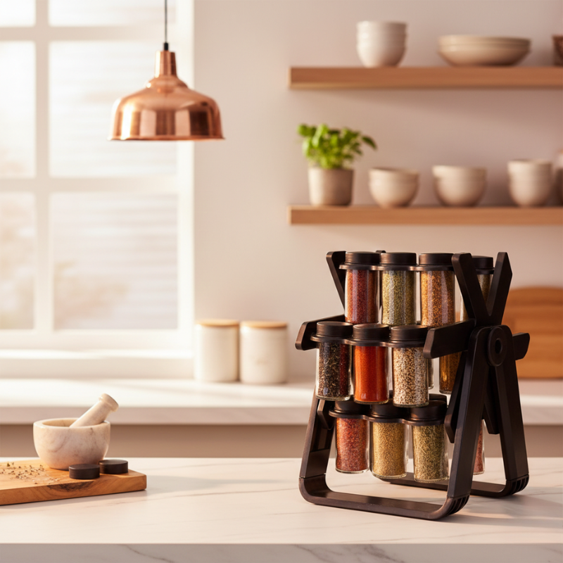 Dernier Jour -50% | SpiceGo™ Étagère à épices rotative avec 18 bocaux en verre