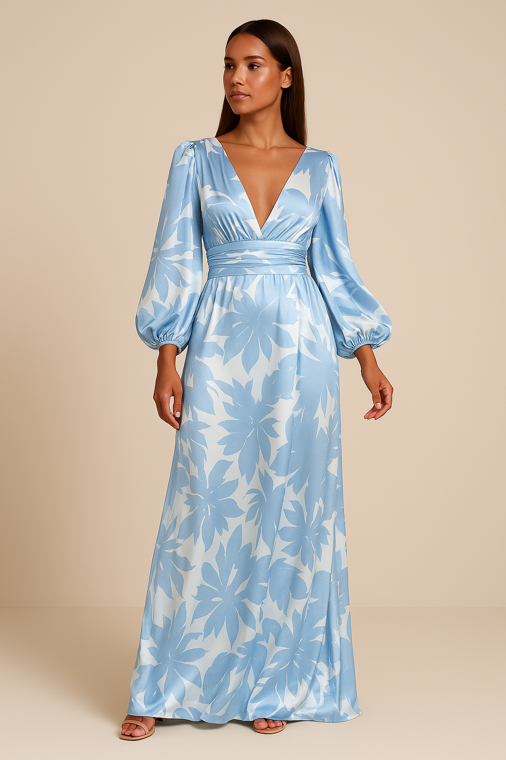 Robe Maxi Élégante Col V | Confort et Style pour Événements d'Été