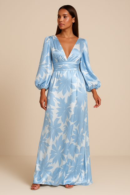 Robe Maxi Élégante Col V | Confort et Style pour Événements d'Été