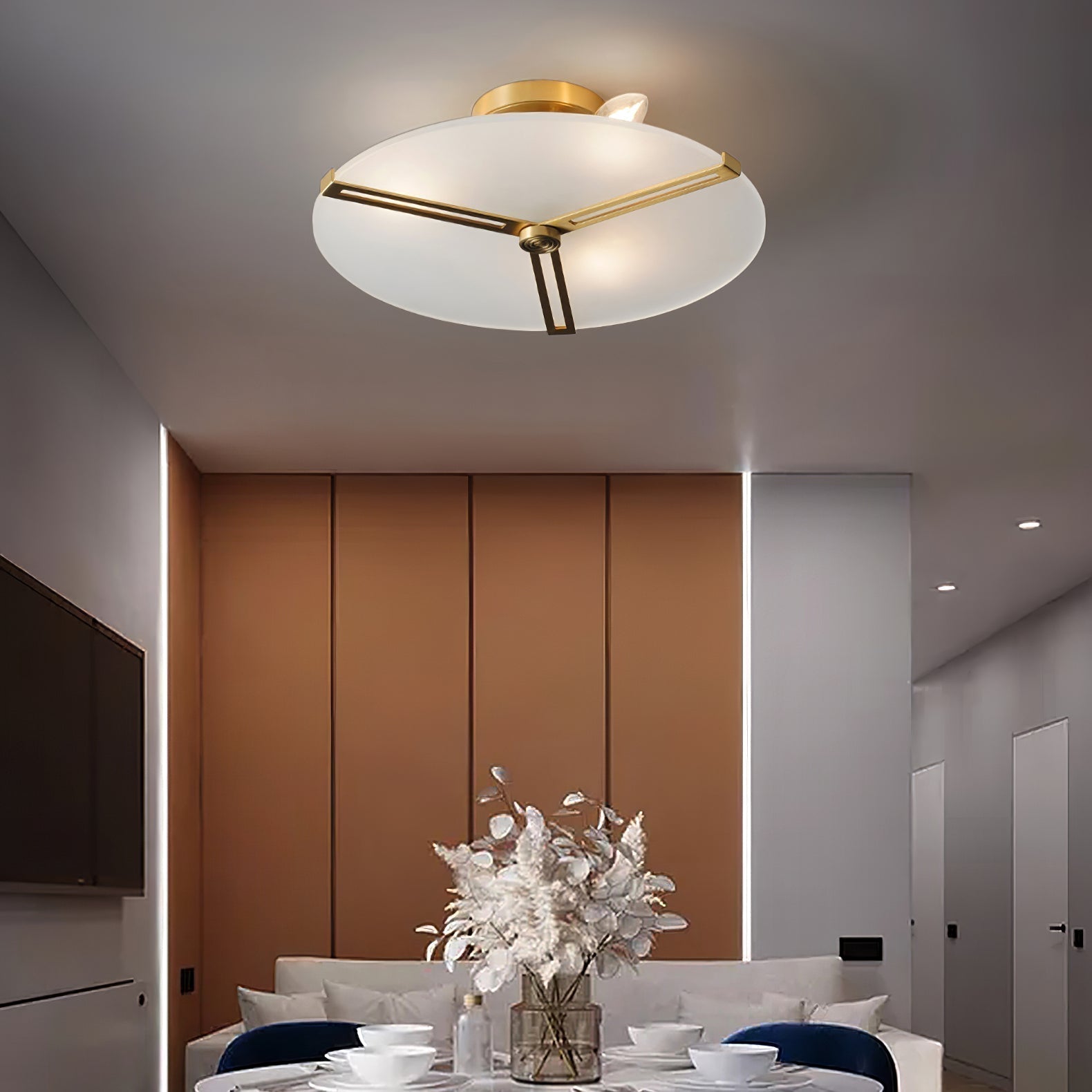 Plafonnier Moderne en Verre et Métal | Design Élégant et Illumination Chaleureuse
