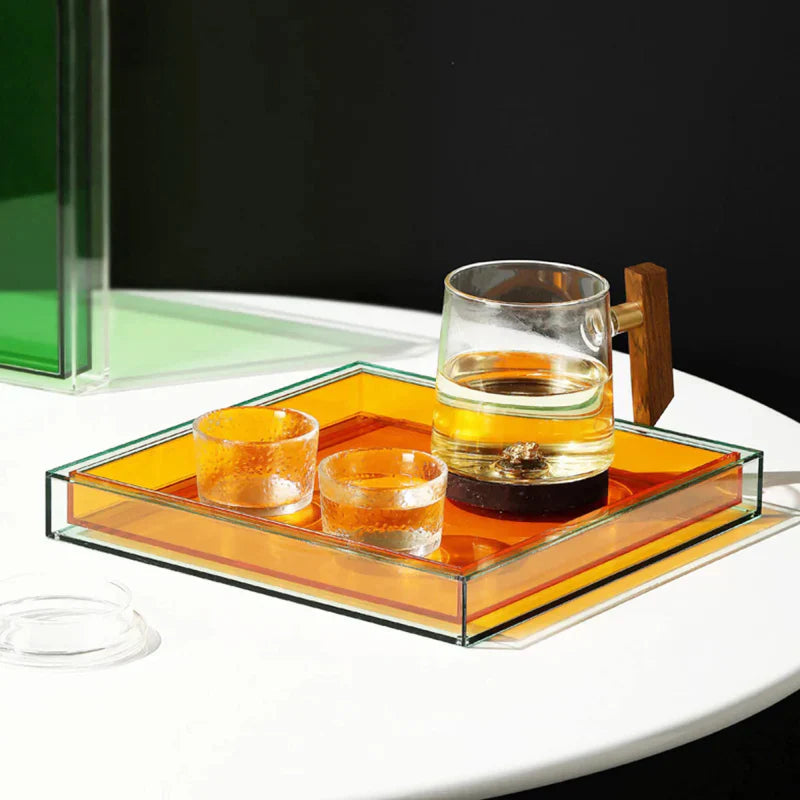 Plateau de Service en Acrylique Multicolore | Design Élégant et Facile à Nettoyer