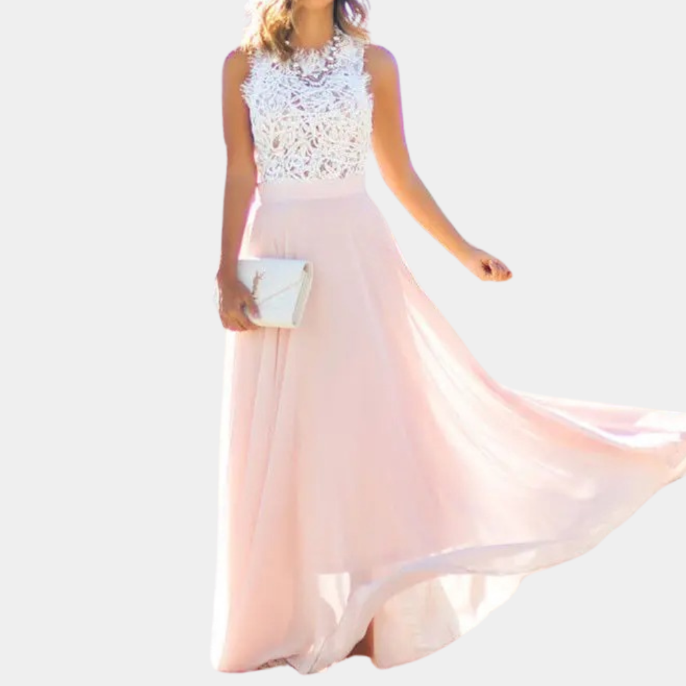 Robe Maxi en Dentelle Rosé | Élégante et Confortable pour Événements