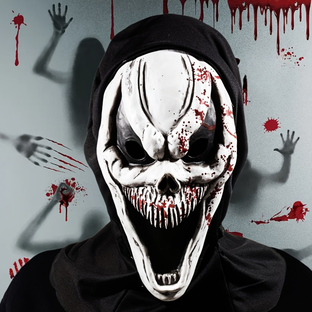 Masque Halloween Crâne Complet pour Adultes | Design Effrayant avec Capuche Intégrée
