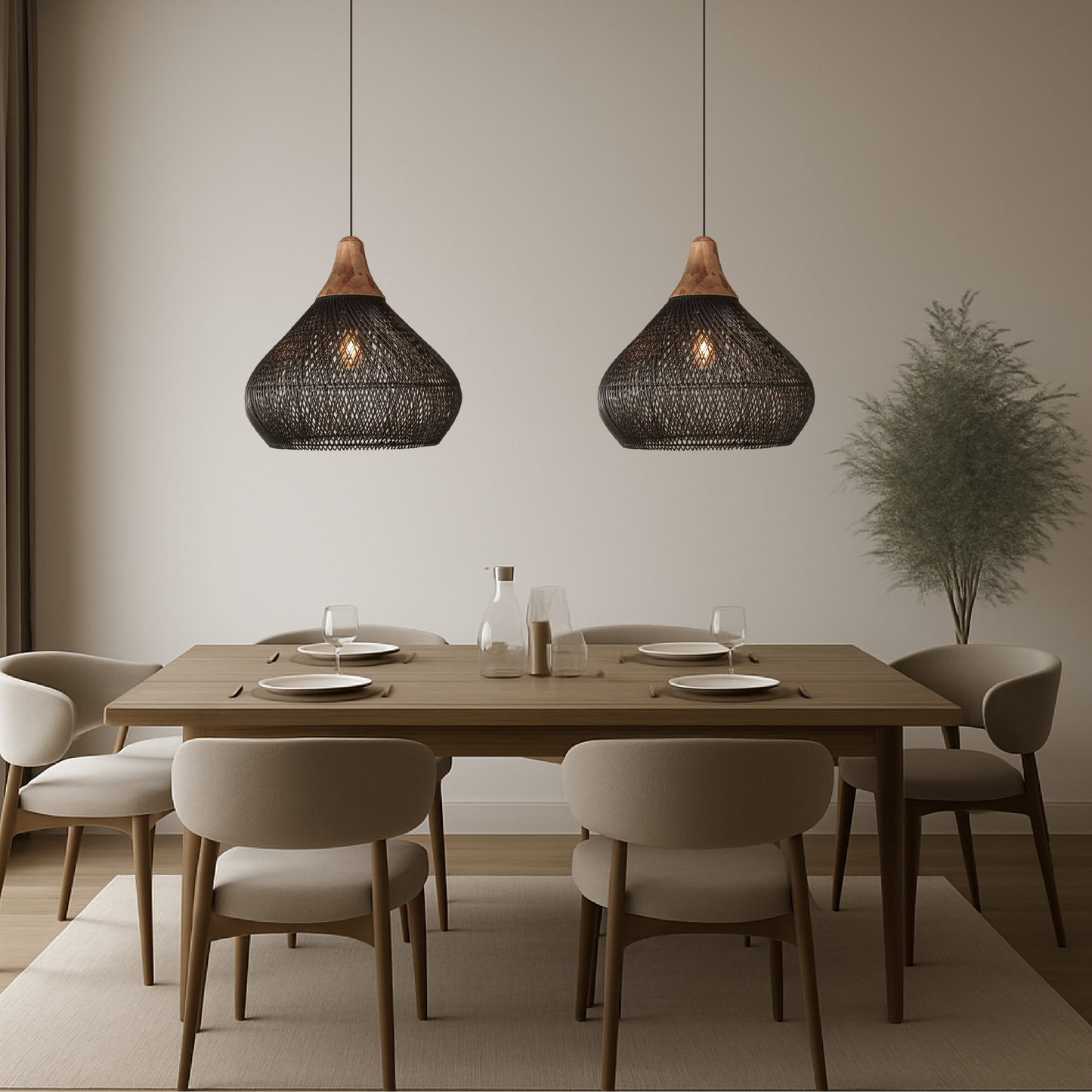 Lampe Suspendue Japonaise en Bambou | Design Élégant et Apaisant