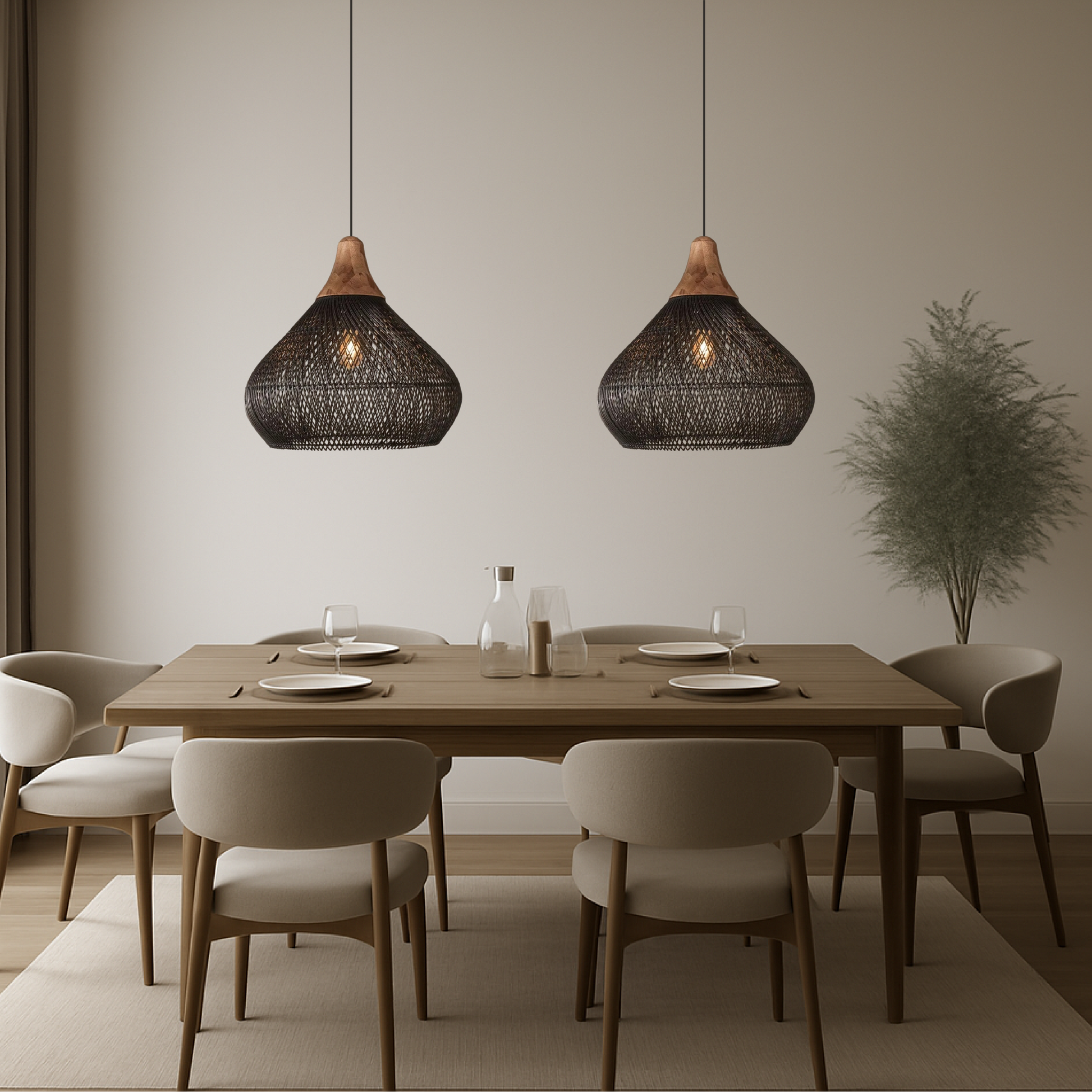 Lampe Suspendue Japonaise en Bambou | Design Élégant et Apaisant