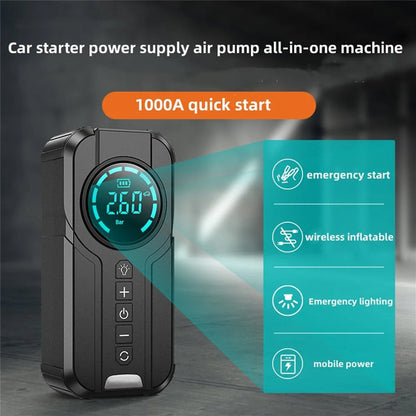 Compresseur d'air Portable pour Voiture | Gonflage Rapide et Démarreur de Secours