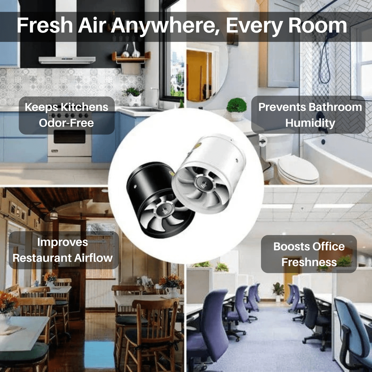 Extracteur d'air Silencieux et Efficace | Idéal pour Salles de Bain et Cuisines