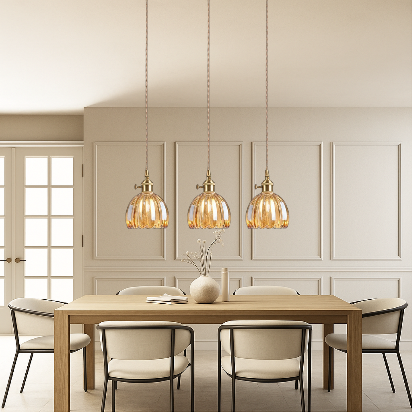 Lampe Suspendue en Verre Japonais | Design Minimaliste et Éclairage Chaleureux