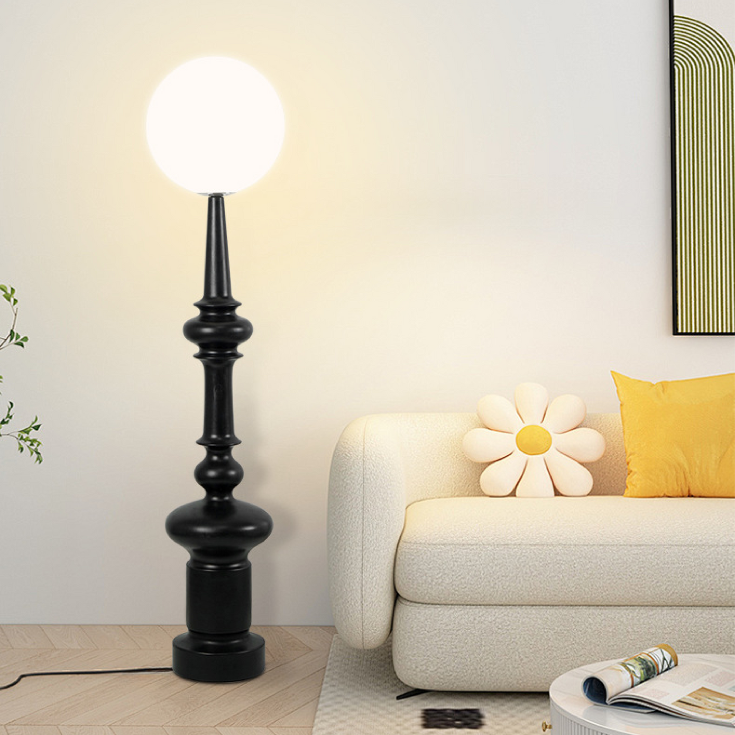 Lampe de Sol Bauhaus Noire | Élégance Géométrique et Atmosphère Chaleureuse