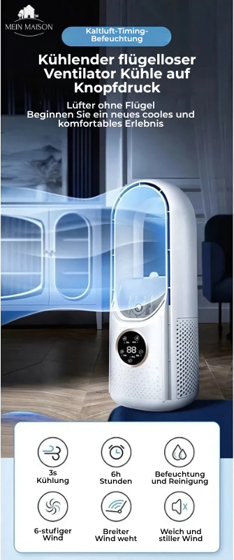 Refroidisseur d'air USB sans pales | Silencieux, 6 niveaux et humidification