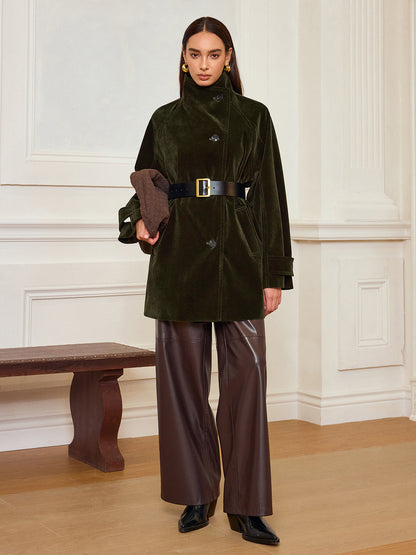 Manteau en Velours Chaud | Poches Pratiques et Sans Ceinture