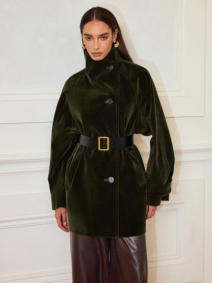 Manteau en Velours Chaud | Poches Pratiques et Sans Ceinture