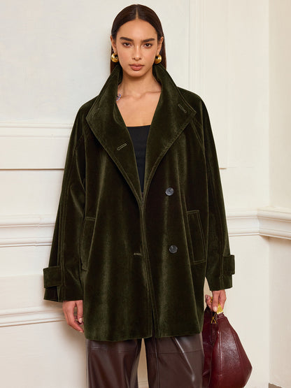 Manteau en Velours Chaud | Poches Pratiques et Sans Ceinture
