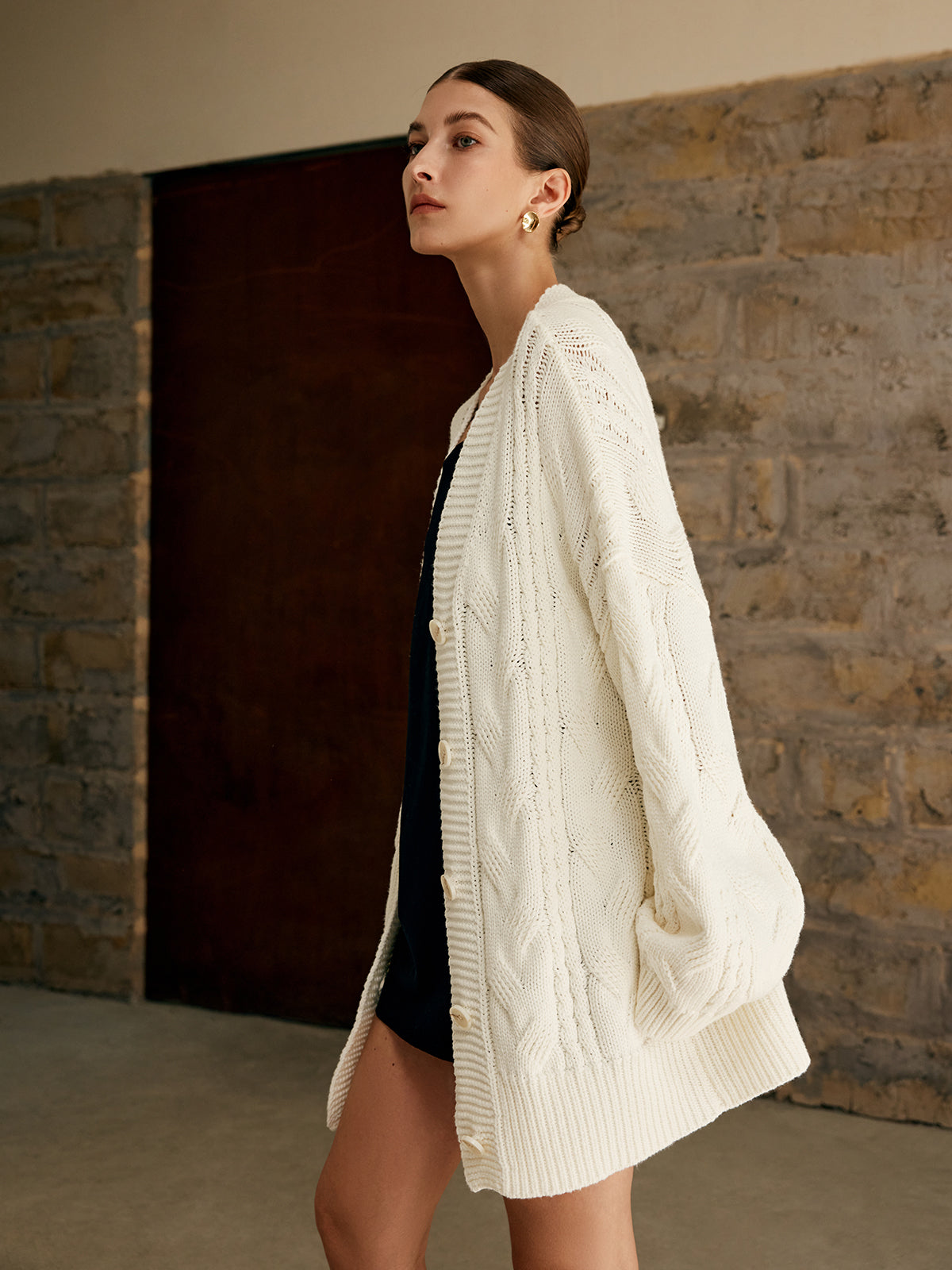 Veste Oversize en Tricot | Chaude avec Torsades Élégantes