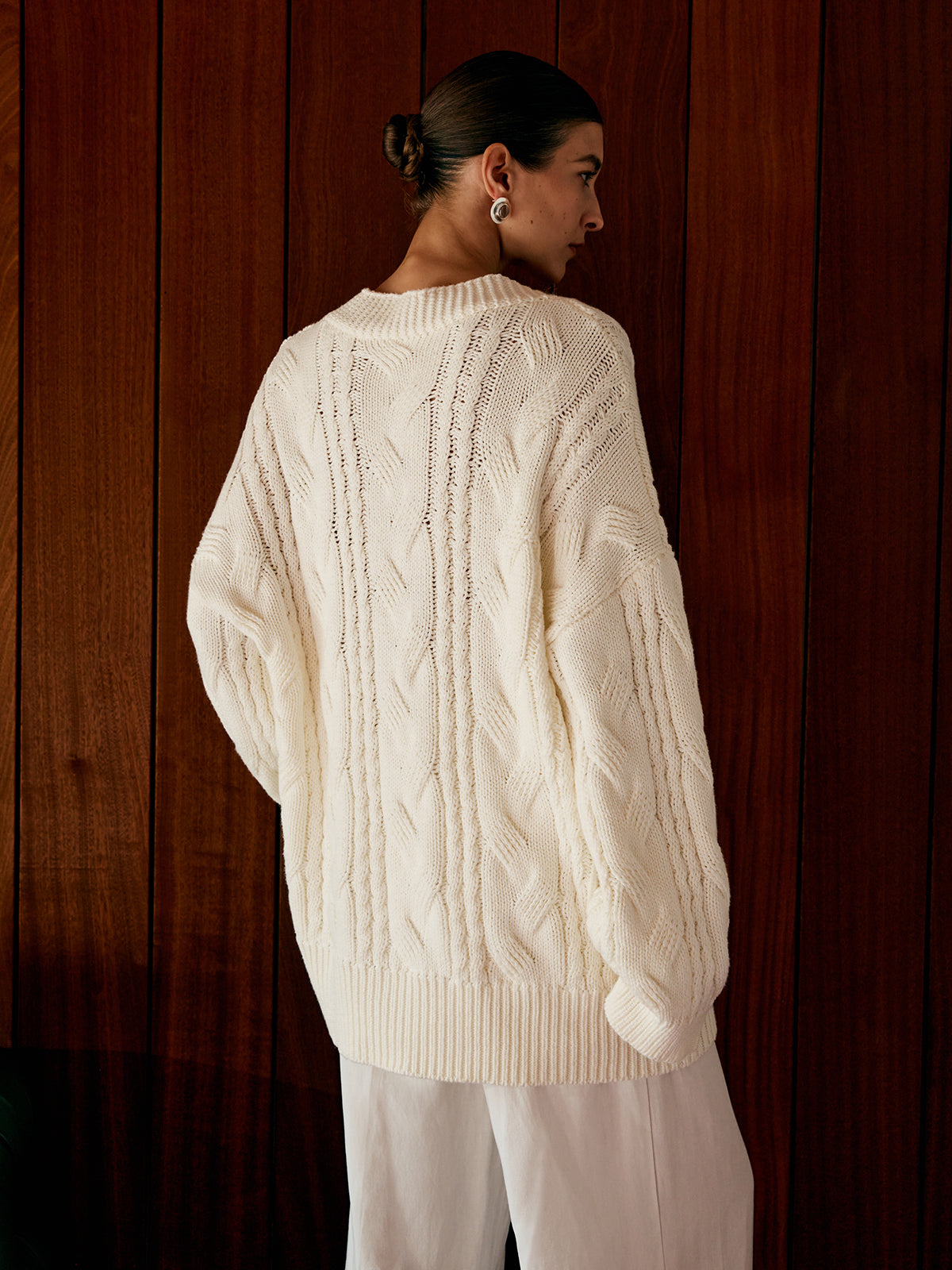 Veste Oversize en Tricot | Chaude avec Torsades Élégantes