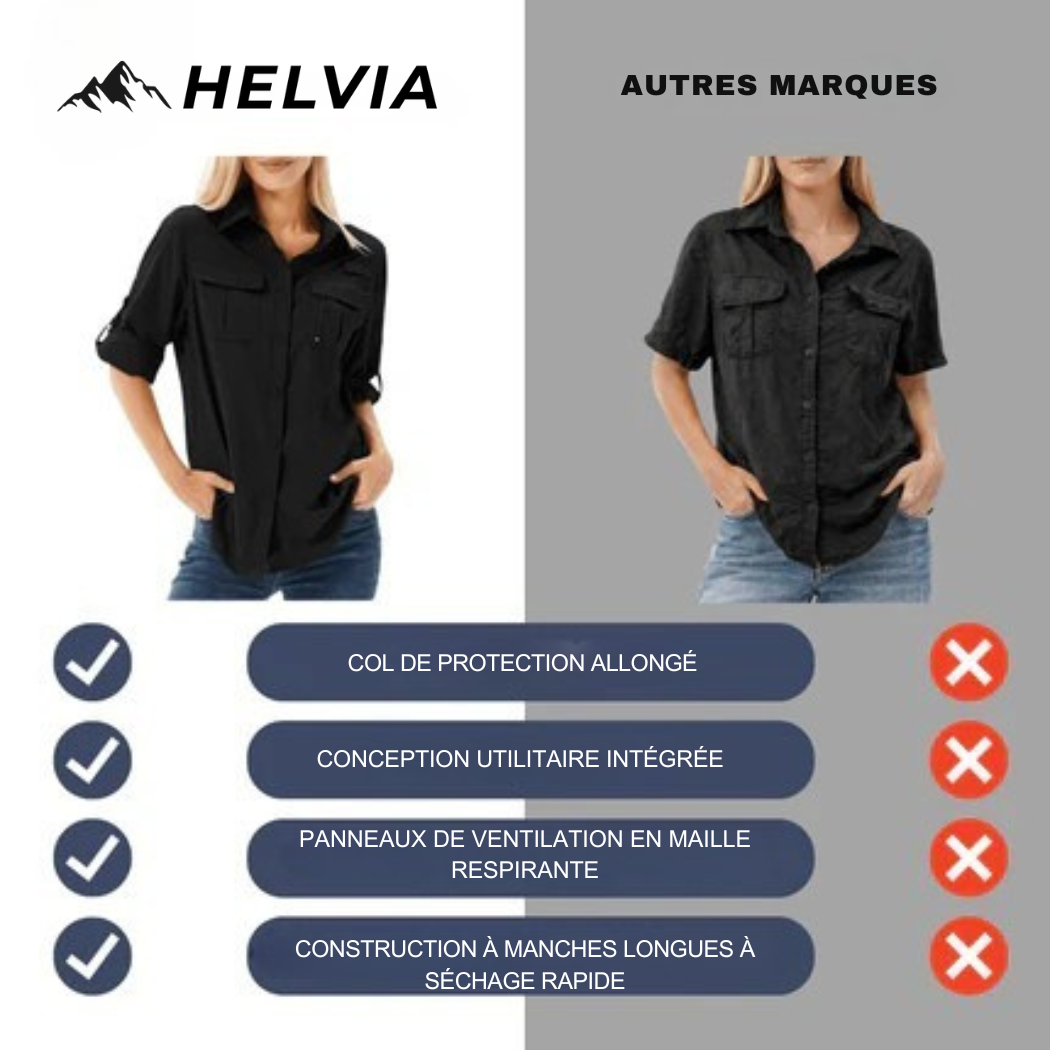 Chemise de randonnée femme respirante avec protection UV – Confort et performance en extérieur | Helvia