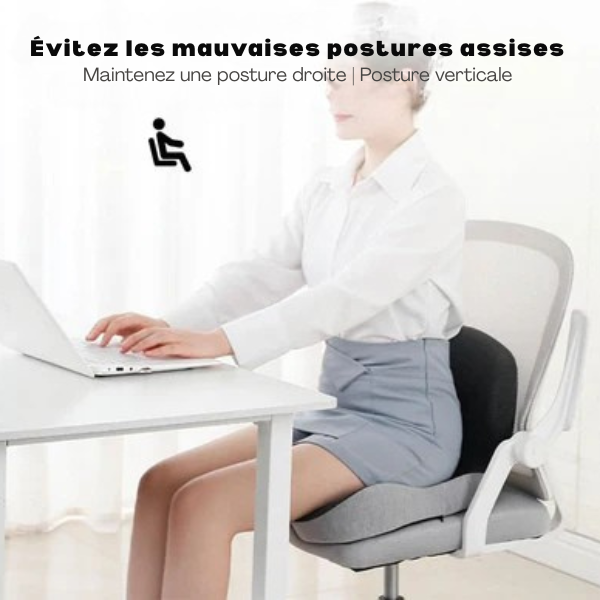 Coussin de siège ergonomique avec soutien lombaire pour bureau, voiture et voyages