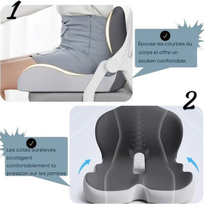 Coussin de siège ergonomique avec soutien lombaire pour bureau, voiture et voyages