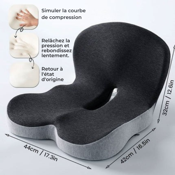 Coussin de siège ergonomique avec soutien lombaire pour bureau, voiture et voyages