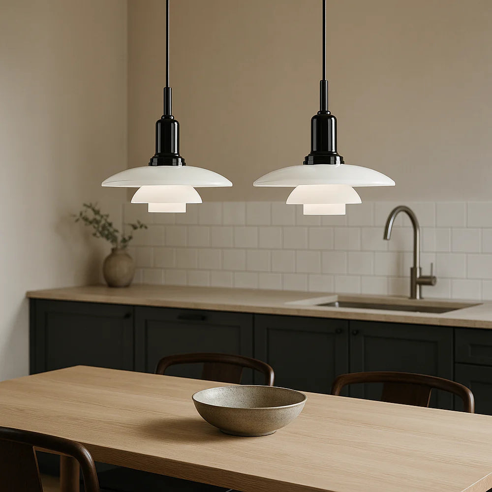 Lampe Suspendue Danoise à 2/3 Têtes | Design Épuré et Réglable