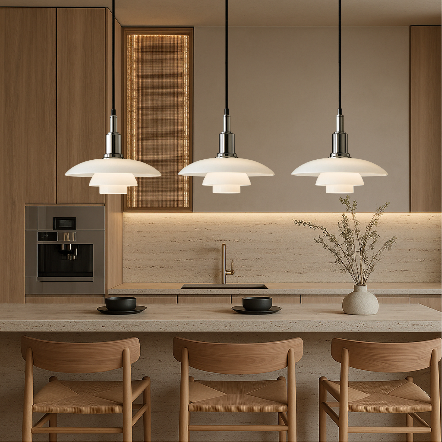 Lampe Suspendue Danoise à 2/3 Têtes | Design Épuré et Réglable