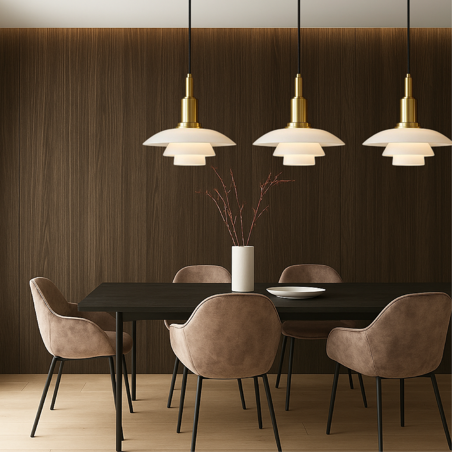 Lampe Suspendue Danoise à 2/3 Têtes | Design Épuré et Réglable