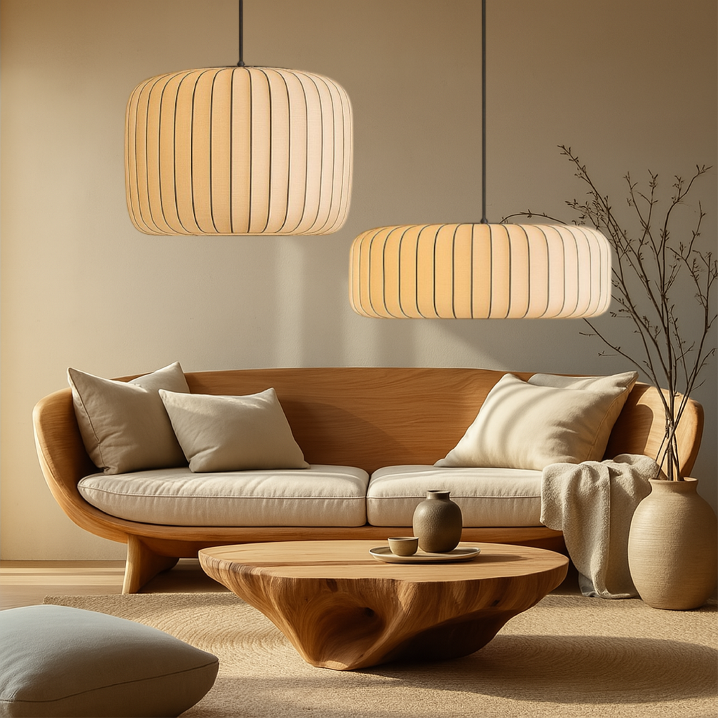 Lampe Suspendue en Soie | Élégance Contemporaine et Réglable