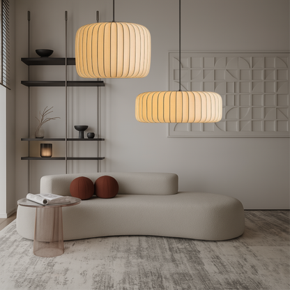Lampe Suspendue en Soie | Élégance Contemporaine et Réglable