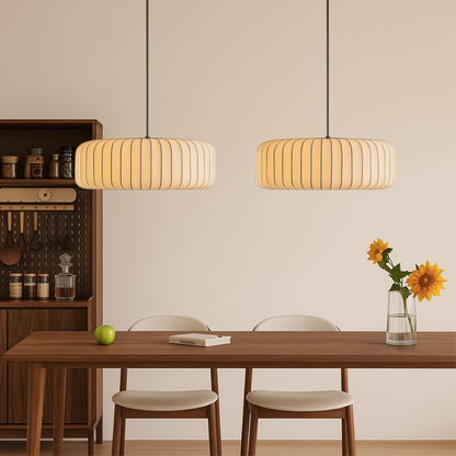 Lampe Suspendue en Soie | Élégance Contemporaine et Réglable