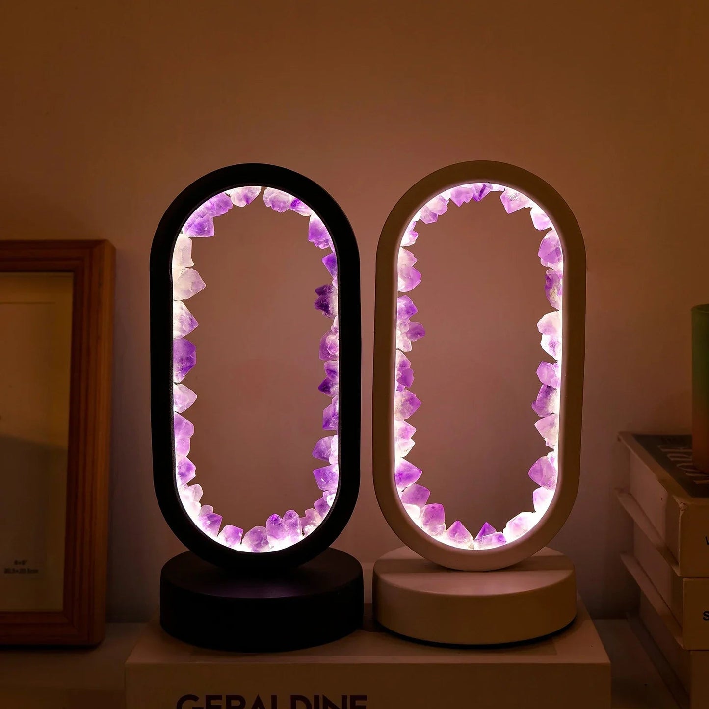 Lampe en Améthyste Naturelle | Lueur Apaisante pour Espaces Tranquilles