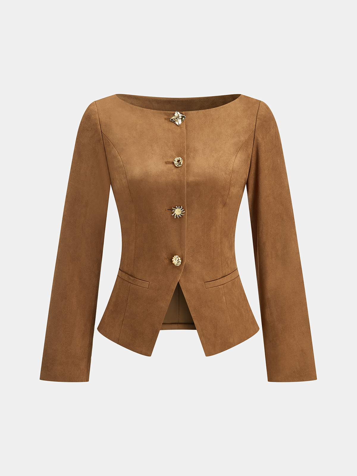 Veste en Suédine Ajustée | Manches Longues et Élasticité Légère
