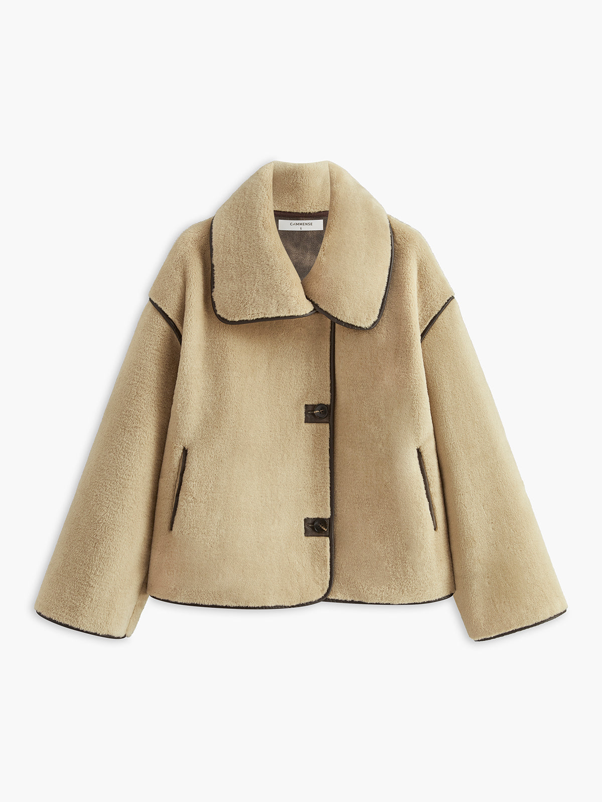 Manteau Long en Minky | Chaud et Élégant avec Piping Contrasté
