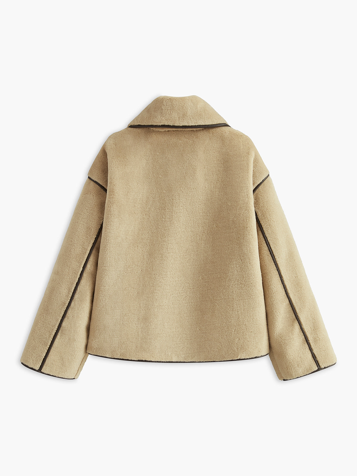 Manteau Long en Minky | Chaud et Élégant avec Piping Contrasté
