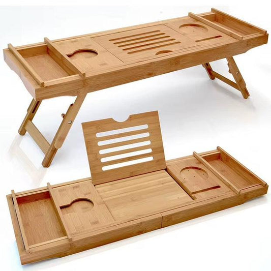 Plateau de Baignoire en Bambou | Design Ajustable et Multi-Compartiments