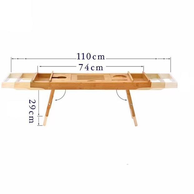 Plateau de Baignoire en Bambou | Design Ajustable et Multi-Compartiments